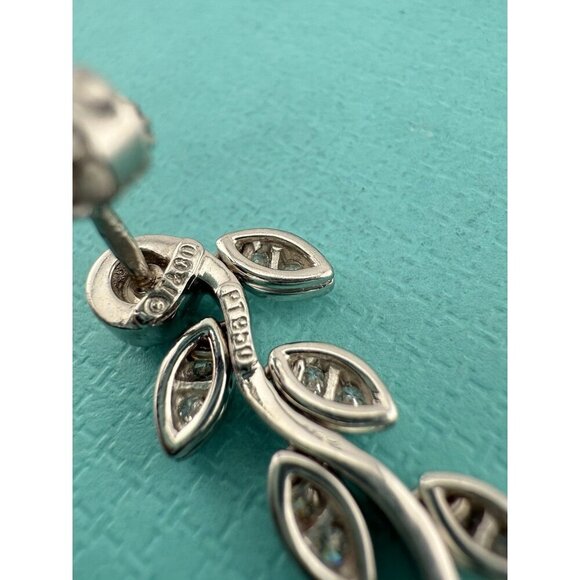 Tiffany & Co. Garland Leaf Diamond Earrings Platinum 1" Drop Dangle Rare - Picture 5 of 8